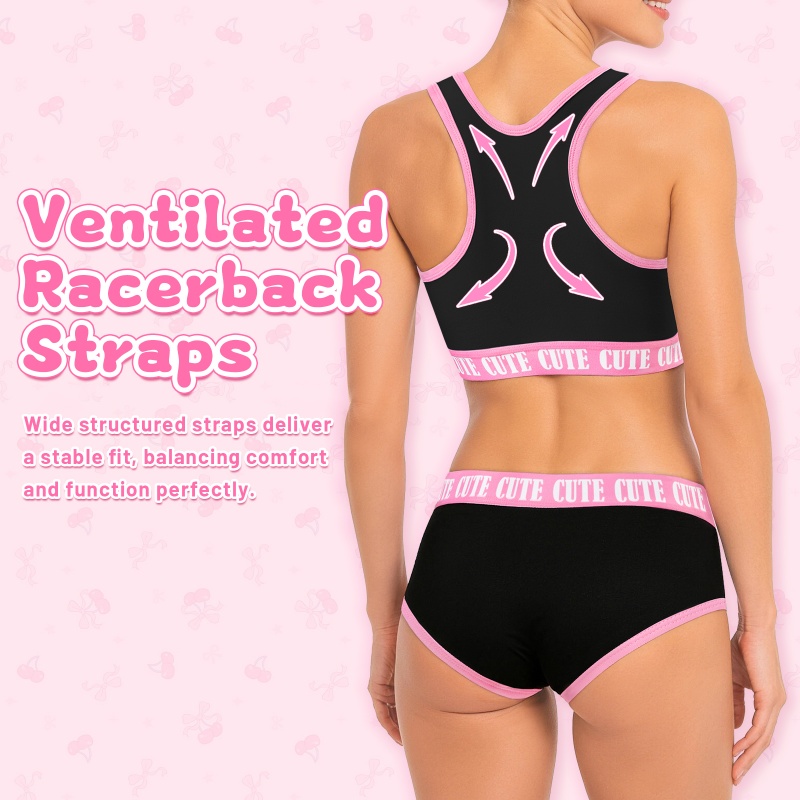 Sissy University Cotton Camisole and Panties Sports Bralette Set - Image 3