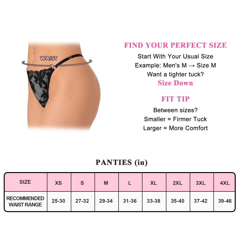 Sissy Doll Lace Floral and Rhinestone Tanga Tucking Gaff Thong Panties - Image 4