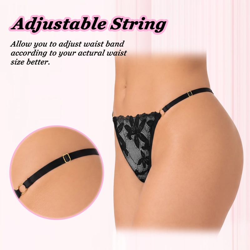 Sissy Doll Lace Floral and Rhinestone Tanga Tucking Gaff Thong Panties - Image 5