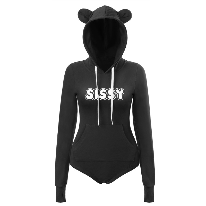 Cozy Bear Hoodie Sweatshirt Onesie Black - Image 5