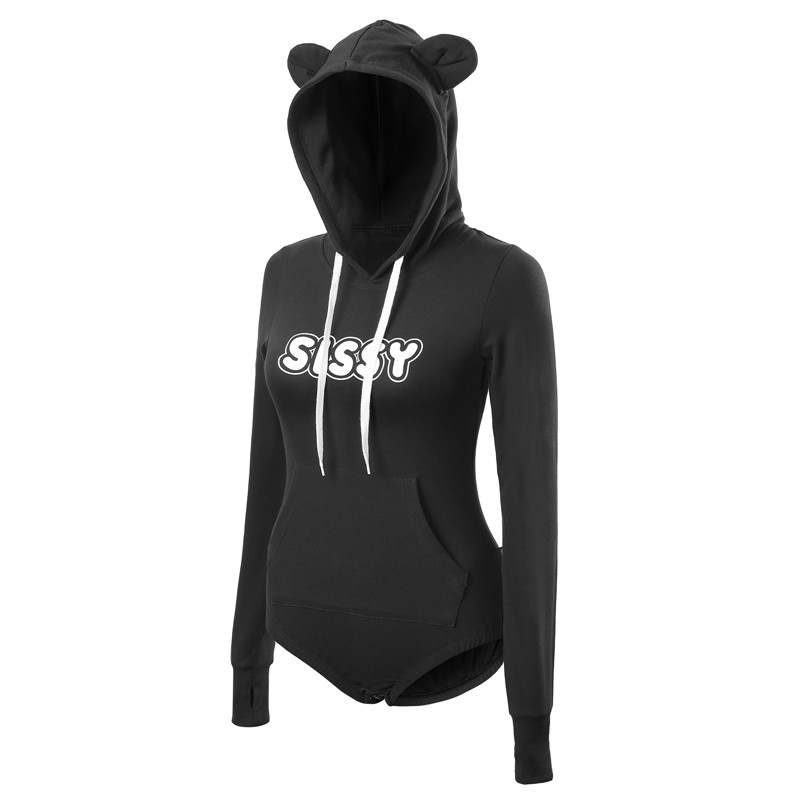 Cozy Bear Hoodie Sweatshirt Onesie Black - Image 6
