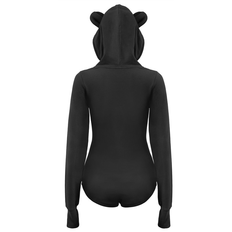 Cozy Bear Hoodie Sweatshirt Onesie Black - Image 7