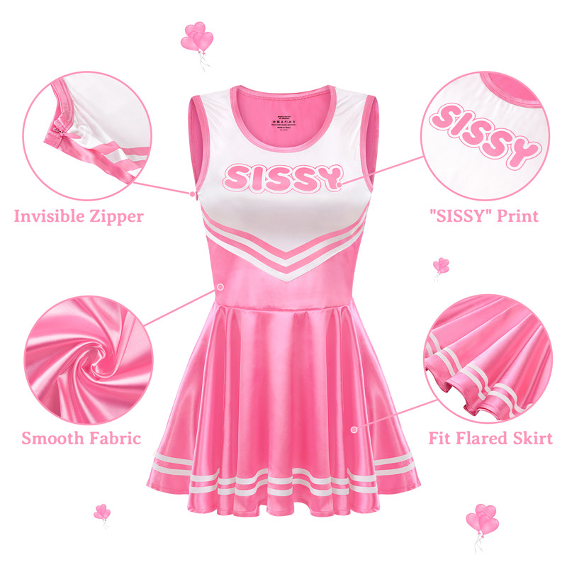 Shiny Satin Cheer Mini Dress Rose - Image 8