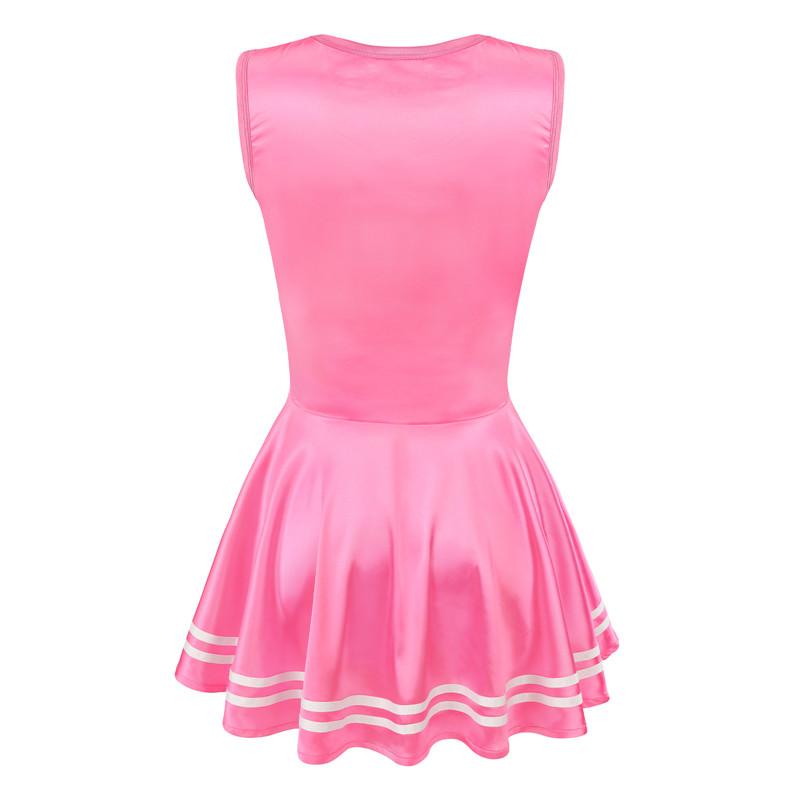 Shiny Satin Cheer Mini Dress Rose - Image 7