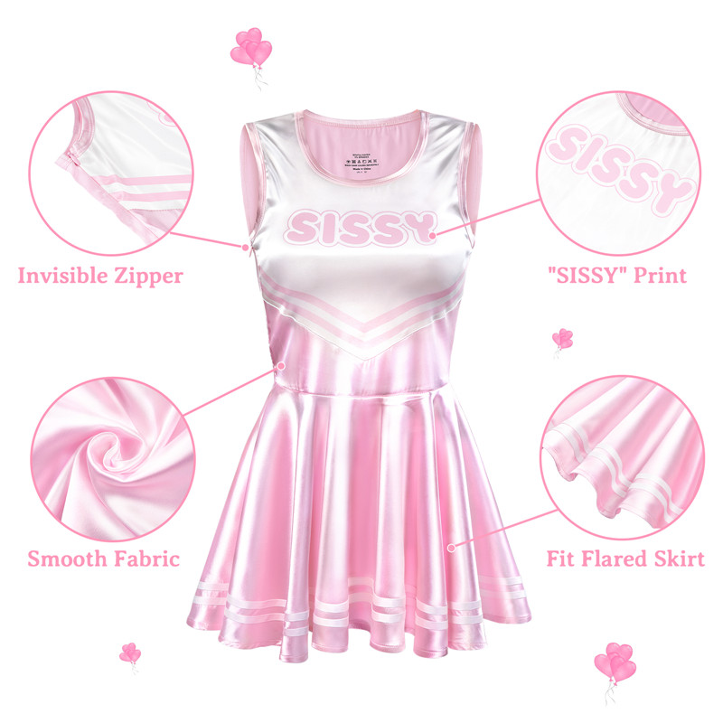 Shiny Satin Cheer Mini Dress Pink - Image 5