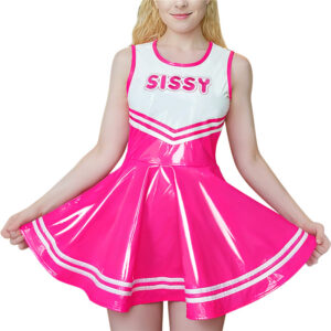 Cheer Faux Leather Shiny Mini Dress Hot Pink