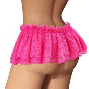 Lace Skirted Thong Panties Hot Pink