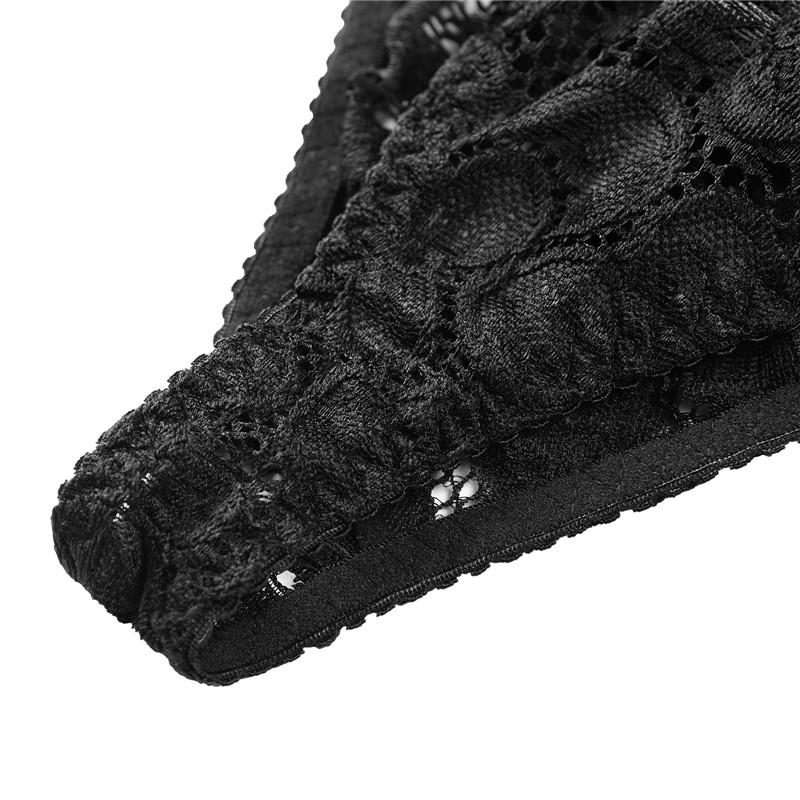 Lace Skirted Thong Panties Black - Image 9