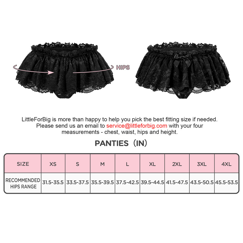 Lace Skirted Thong Panties Black - Image 4