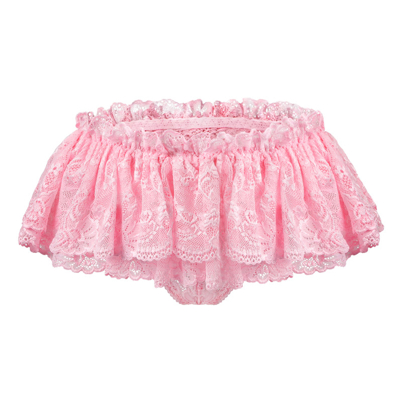 Lace Skirted Thong Panties Pink - Image 3