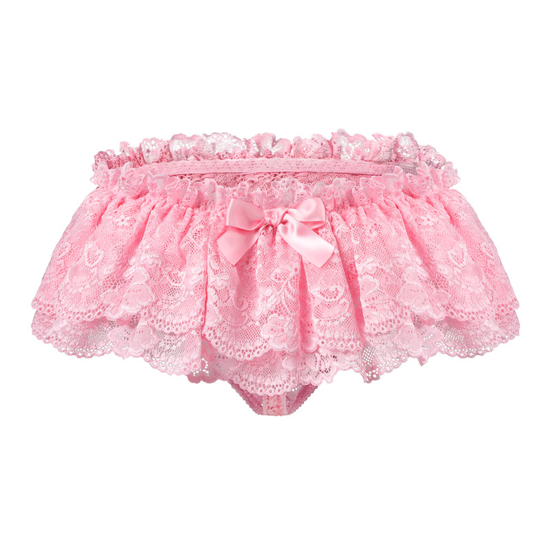 Lace Skirted Thong Panties Pink - Image 5