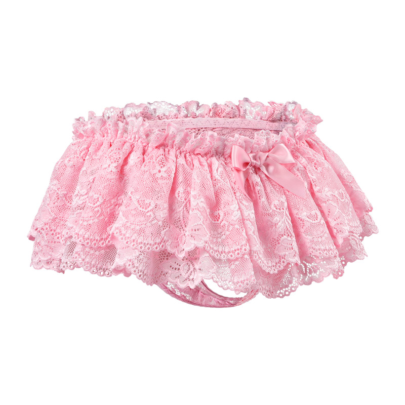 Lace Skirted Thong Panties Pink - Image 6