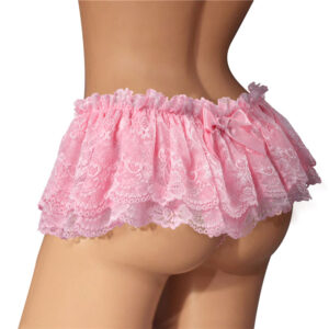 Lace Skirted Thong Panties Pink