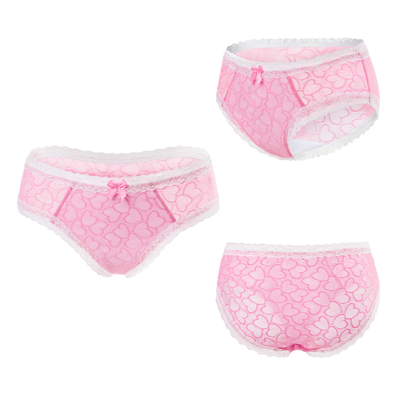 Pink Hearts Pattern Tucking Gaff Panties - Image 8