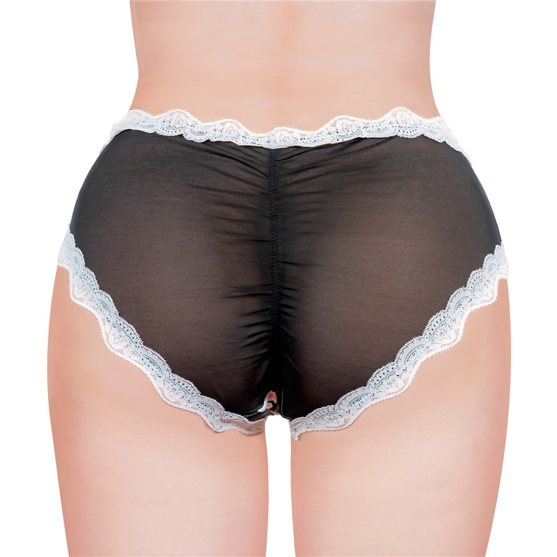 Snuggle Bunny Pattern Mesh Tucking Gaff Panties Black - Image 2