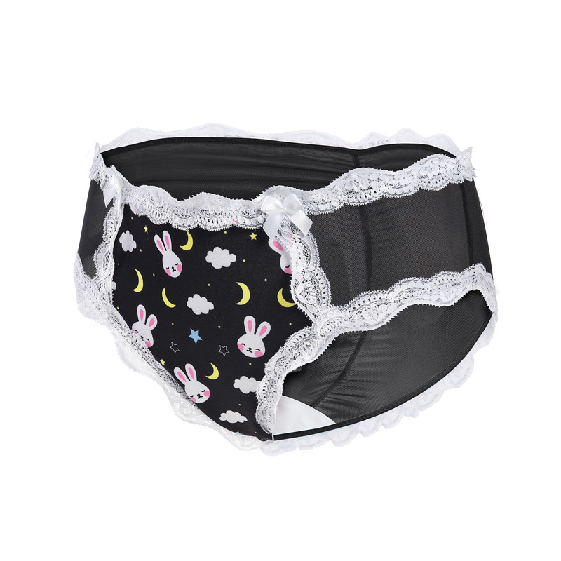 Snuggle Bunny Pattern Mesh Tucking Gaff Panties Black - Image 7