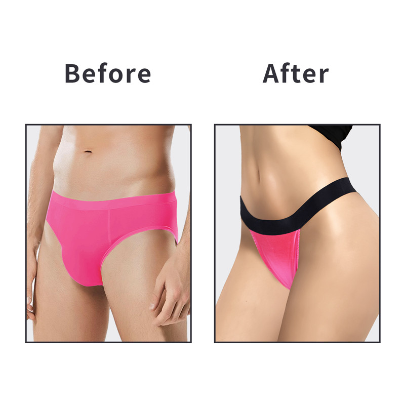 Wider Straps Thong Tucking Gaff Panties Hot Pink - Image 3
