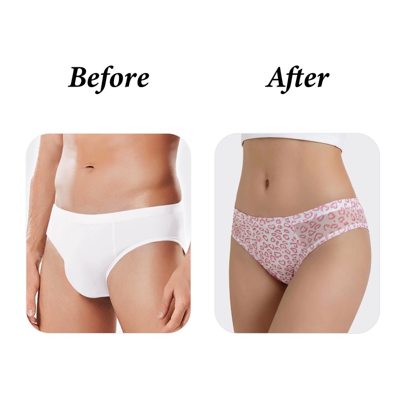 Hearts Print Pattern Mesh Tucking Gaff Brazilian Cheeky Panties - Image 6