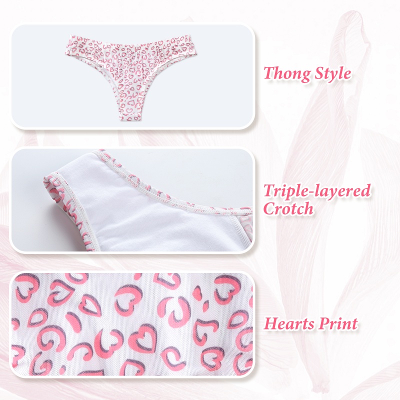 Hearts Print Pattern Mesh Tucking Gaff Brazilian Cheeky Panties - Image 7