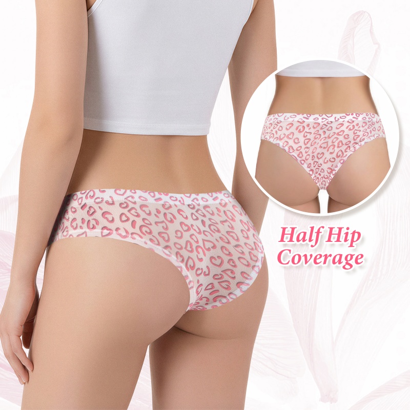 Hearts Print Pattern Mesh Tucking Gaff Brazilian Cheeky Panties - Image 8