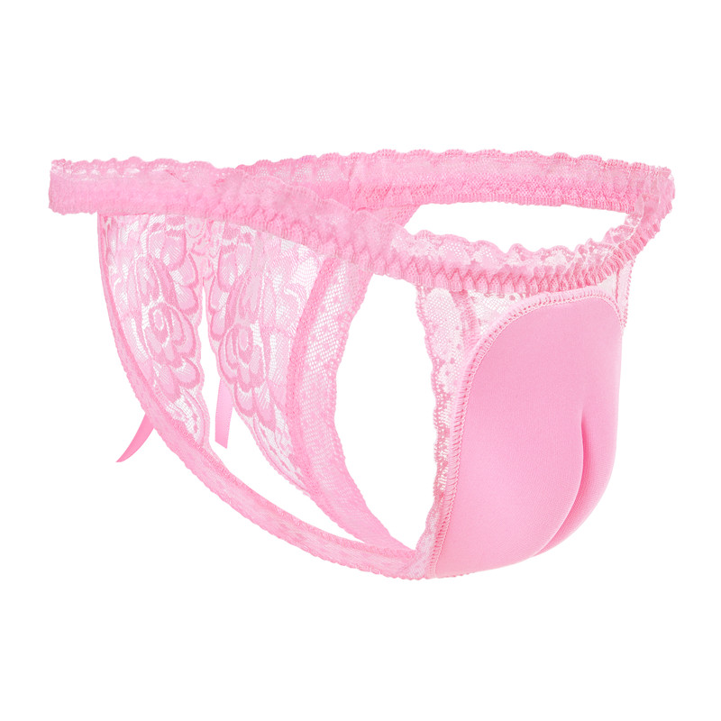 Camel Toe Tucking Gaff Thong Panties Pink