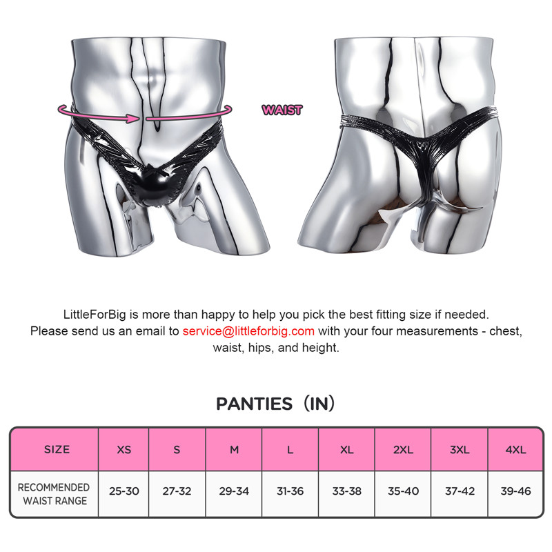 Little Secret Faux Leather Thong Tucking Gaff Panties Black - Image 4
