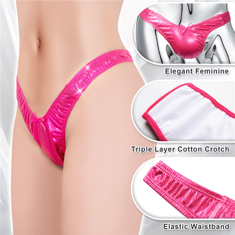 Little Secret Sparkle Metallic Tucking Gaff Panties Hot Pink - Image 6