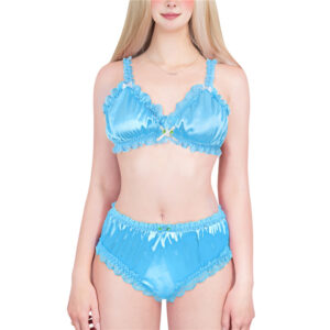 Lacy Frill Bralette Set Blue