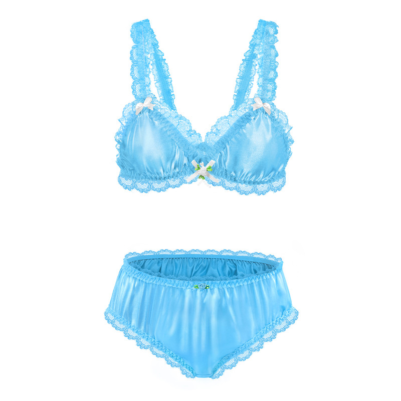 Sissy Lacy Frill Bralette Set Blue - Image 7
