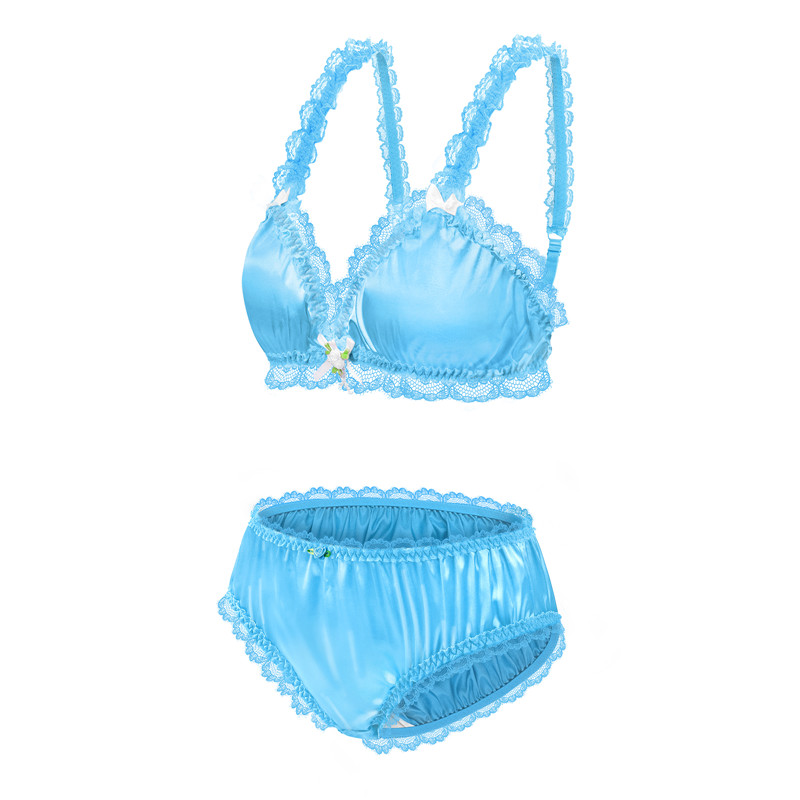 Sissy Lacy Frill Bralette Set Blue - Image 8