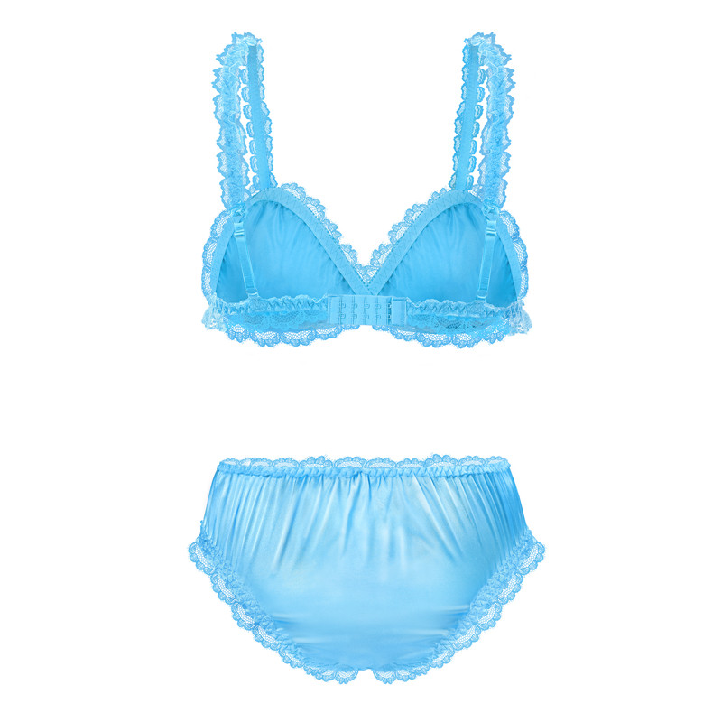Sissy Lacy Frill Bralette Set Blue - Image 9
