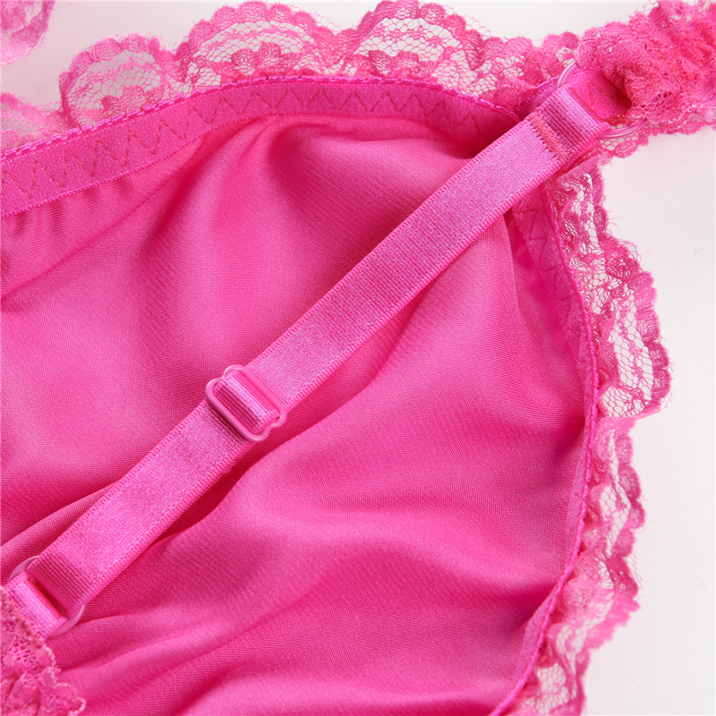 Sissy Lacy Frill Bralette Set Hot Pink - Image 9