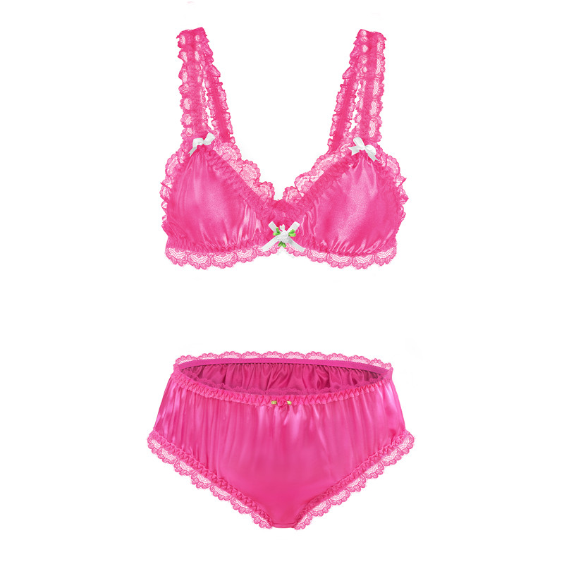 Sissy Lacy Frill Bralette Set Hot Pink - Image 6