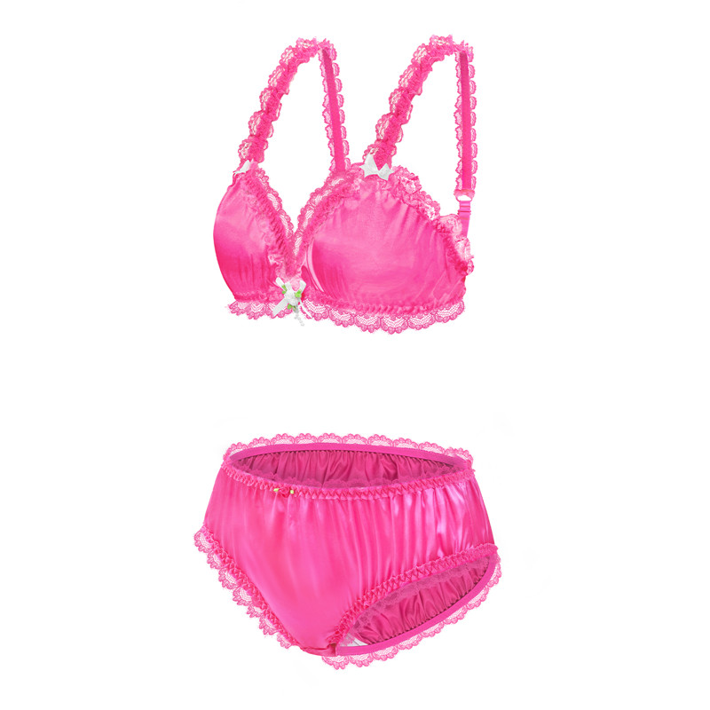 Sissy Lacy Frill Bralette Set Hot Pink - Image 7