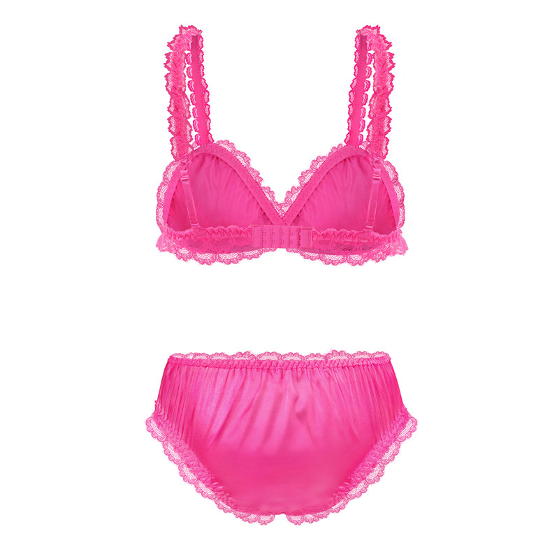 Sissy Lacy Frill Bralette Set Hot Pink - Image 8