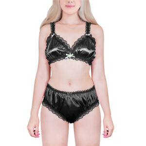 Lacy Frill Bralette Set Black