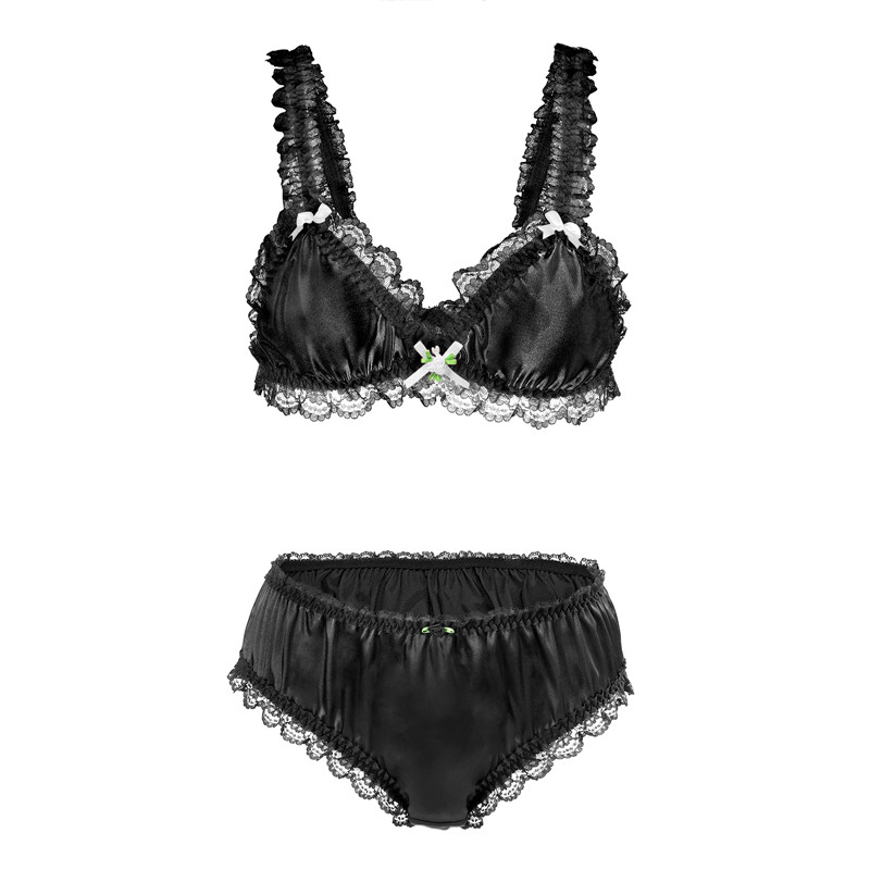 Sissy Lacy Frill Bralette Set Black - Image 5