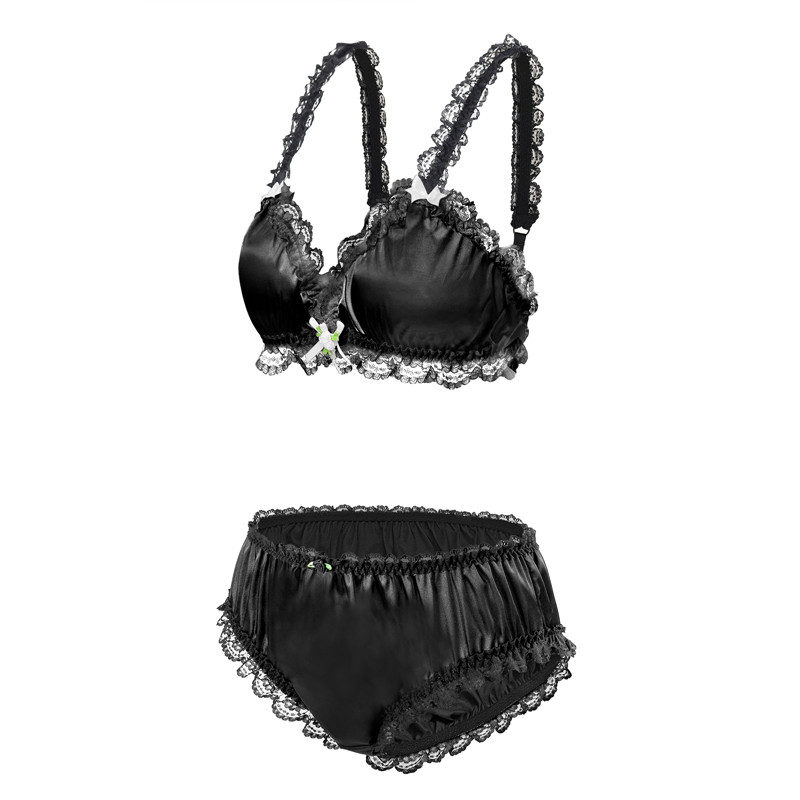 Sissy Lacy Frill Bralette Set Black - Image 6
