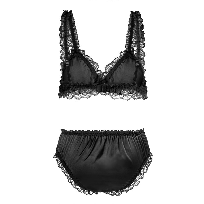 Sissy Lacy Frill Bralette Set Black - Image 7