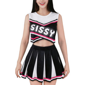 Cheer Sissy Croptop Mini Skirt Bralette Set Black