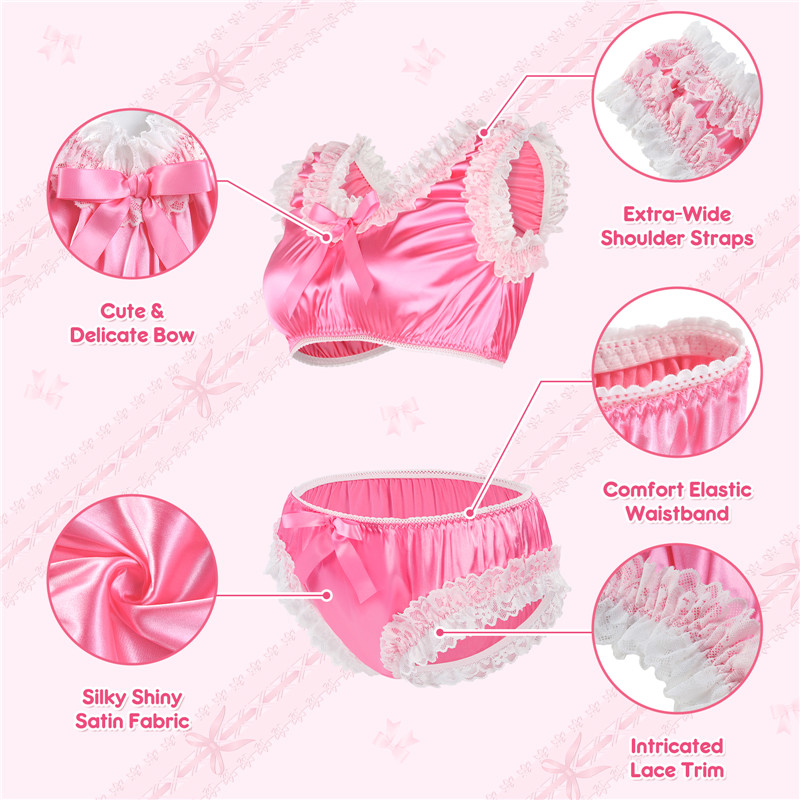 Satin Sissy Baby Bralette Set Hot Pink - Image 8