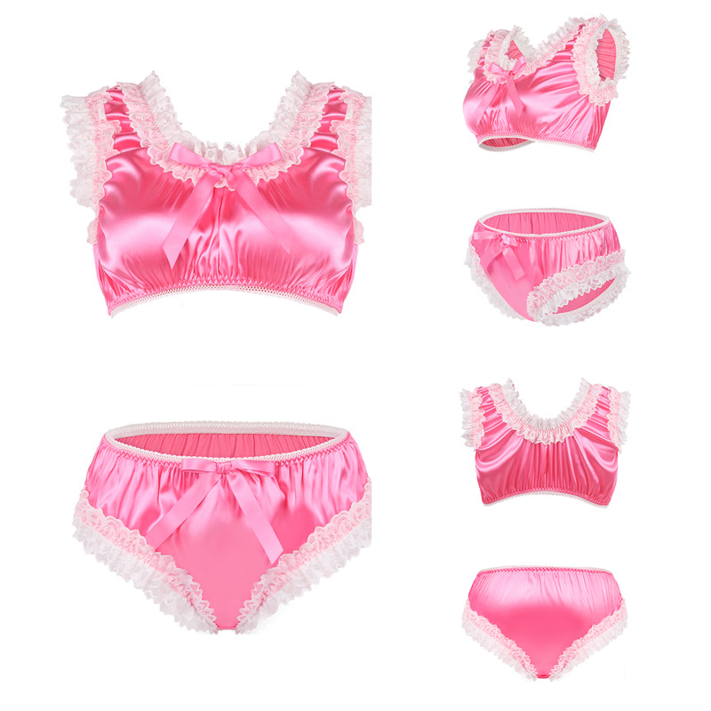 Satin Sissy Baby Bralette Set Hot Pink - Image 9