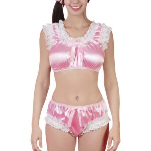 Satin Baby Bralette Set Pink