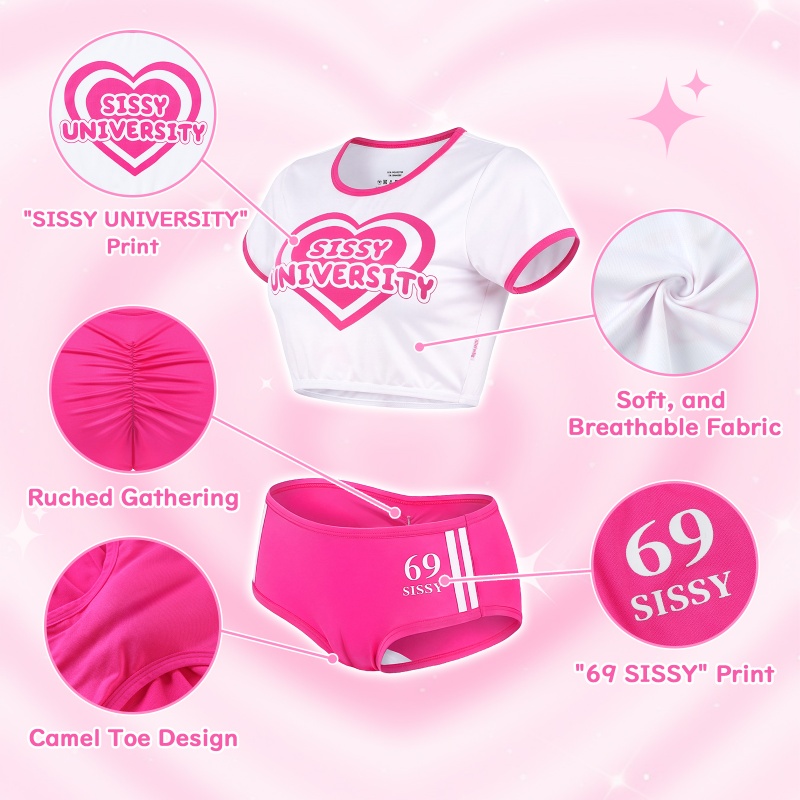 Sorority Gym Camel Toe Tucking Gaff Shorts Set - Image 6