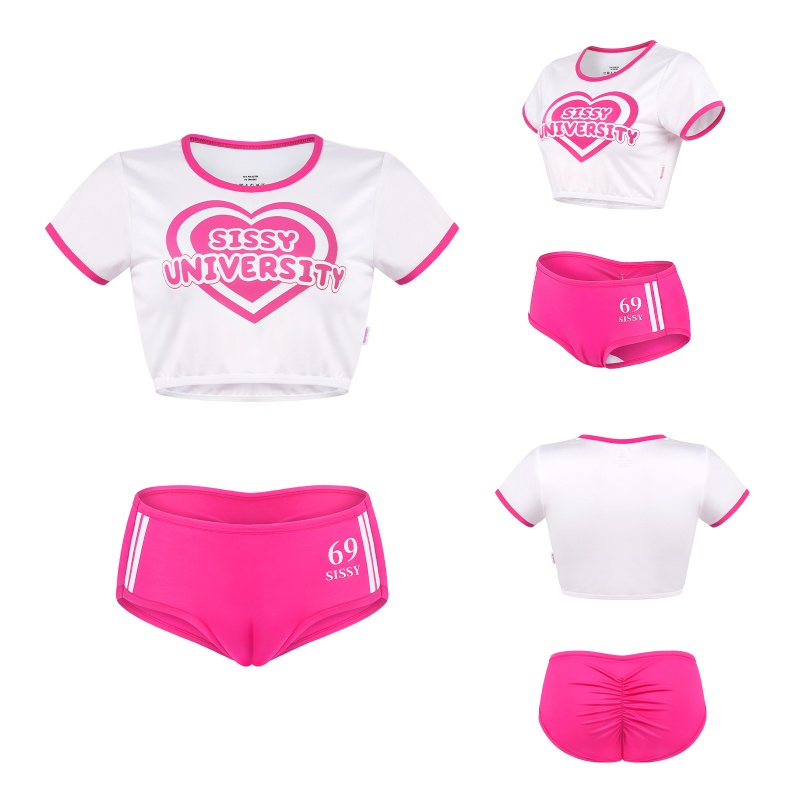 Sorority Gym Camel Toe Tucking Gaff Shorts Set - Image 5