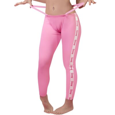 Y2K Thong Strap Camel Toe Pad Tucking Gaff Yoga Pants Leggings Athletic Stripe