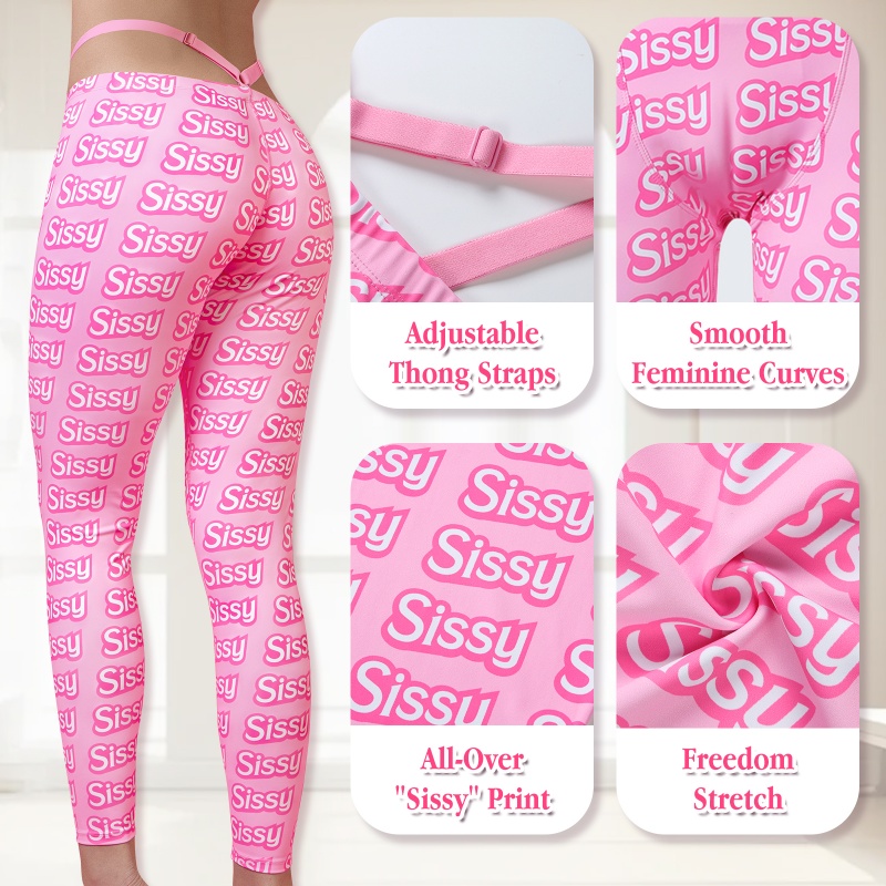 Y2K Thong Strap Camel Toe Pad Tucking Gaff Yoga Pants Leggings - Image 7