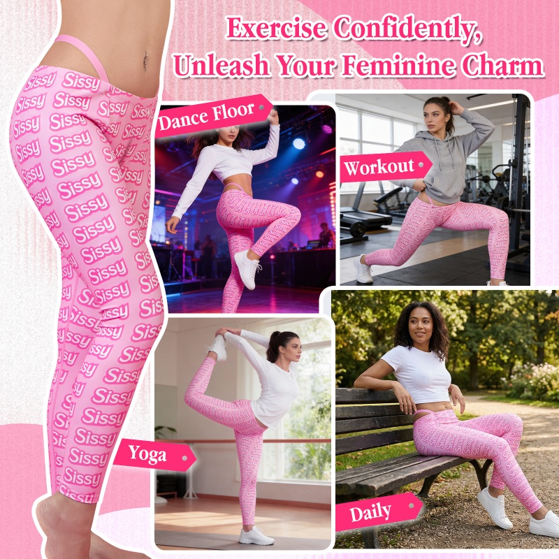 Y2K Thong Strap Camel Toe Pad Tucking Gaff Yoga Pants Leggings - Image 8