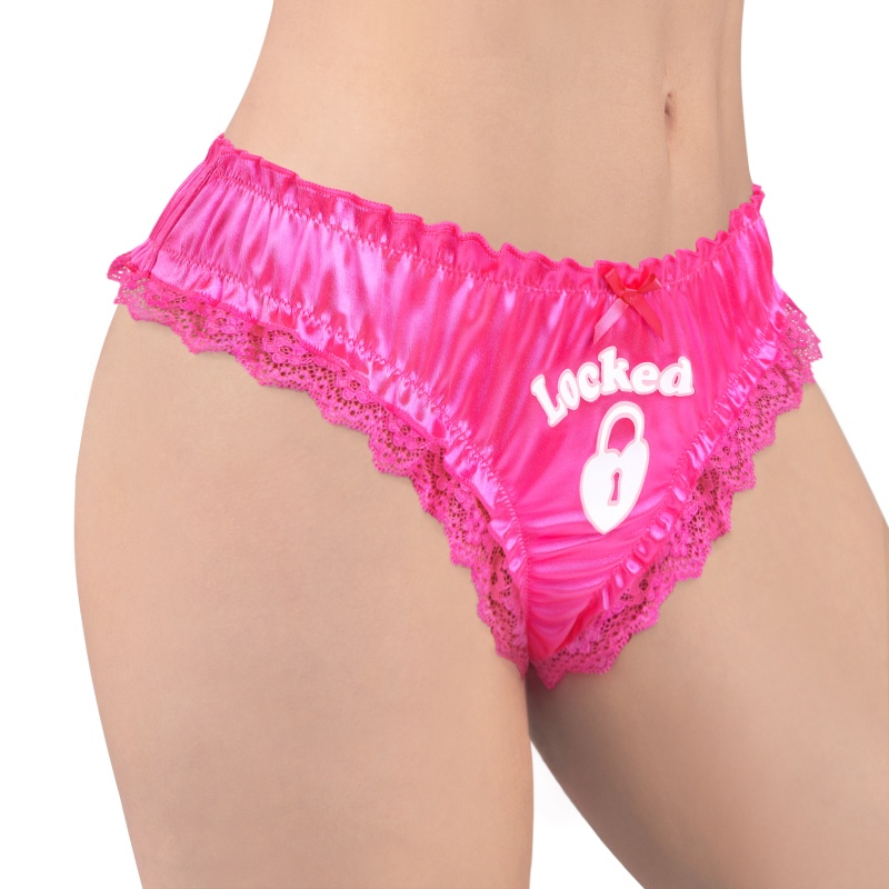 Chastity SissyUniversity Satin Lace Panties Hot Pink - Image 3