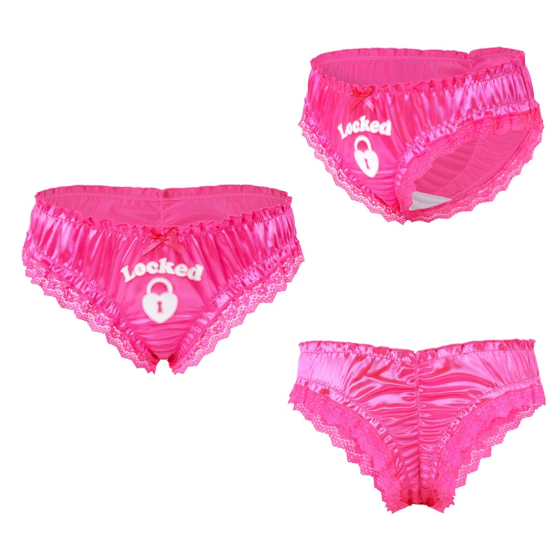Chastity SissyUniversity Satin Lace Panties Hot Pink - Image 5
